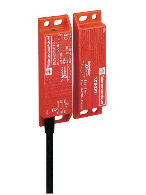 Product image for TES XCSDMP7012 Coded magnetic switch, TES Safety switches XCS, XCSDMP, 2 NC + 1 NO, 1 NC staggered, 2 m