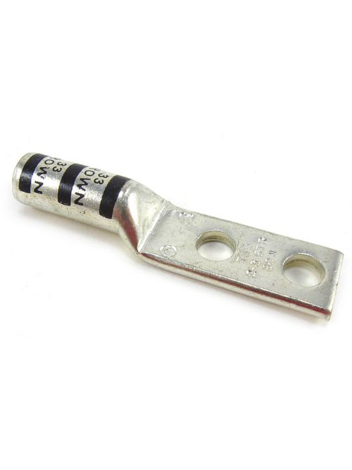 Thomas & Betts 54856BE 5/16 Inch Bolt Hole 3/4 Inch Hole Spacing #2 AWG Wire 2-Hole Long Barrel Thomas & Betts 54856BE 5/16 Inch Bolt Hole 3/4 Inch Hole Spacing #2 AWG Wire 2-Hole Long Barrel
