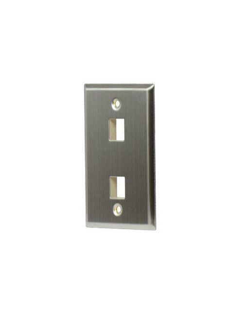 On-Q WP3402-SS 1-Gang 2-Port Stainless Steel Plastic Keystone Wallplate On-Q WP3402-SS 1-Gang 2-Port Stainless Steel Plastic Keystone Wallplate