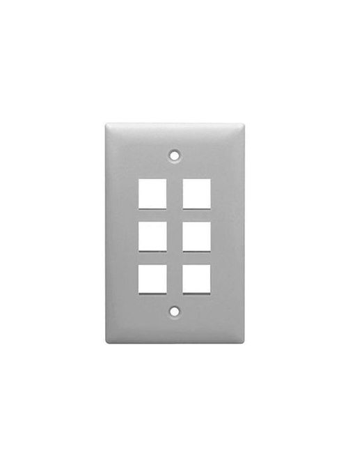 Product image for On-Q WP3406-GY 1-Gang 6-Port Gray Wall Plate