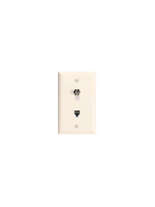 Product image for Ideal Industries 85-232 3-1/8 x 4-7/8 Inch Combination CATV/RJ11 Almond Telephone Wallplate