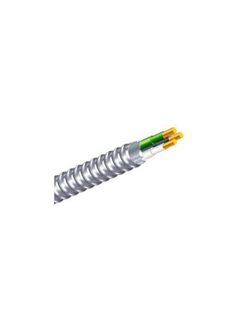 Product image for MC-PVC 10/2 Solid Copper Conductor, Aluminum Armor Cable (Black,White,Green) (250ft Reel)