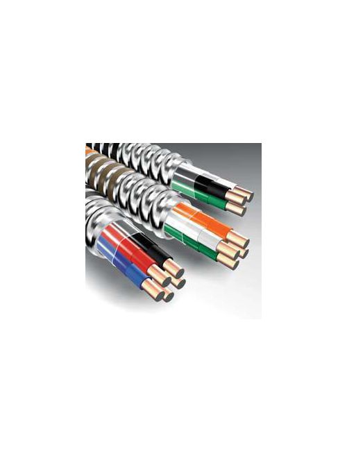 Product image for MC-A BXS 18/4 Solid Copper Conductor, Steel Armor Cable (Black,White,Red,Bare) (250ft Coil)