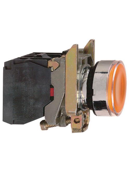 Product image for Square D XB4BW3565 22 mm 250 VAC/VDC 14 mA 1NO 1NC Yellow Round Momentary Flush Illuminated Push Button