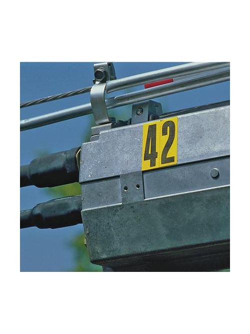 Product image for Panduit PVL200BY-F-Y Outdoor Letter, Vinyl, 'F', 2"H, 10/card, 25 cards/pk, Black/Yellow