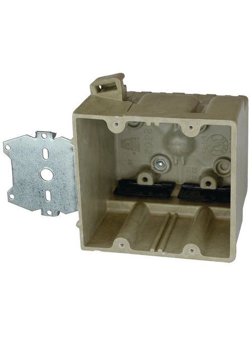 Product image for Allied Moulded Products 2302-Z4 3-7/16 x 4 x 3-3/4 Inch 37 In. 2-Gang 1/2 Inch Offset Switch/Receptacle Outlet Box