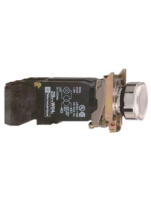 Product image for Square D XB4BW3335 22 mm 120 VAC 14 mA 1NO 1NC Green Round Momentary Flush Illuminated Push Button