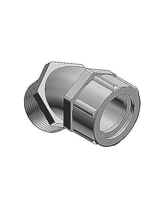 Product image for Thomas & Betts 2220-TB 1-1/4 Inch 45 Degree Malleable Iron Liquid Tight Straight Connector