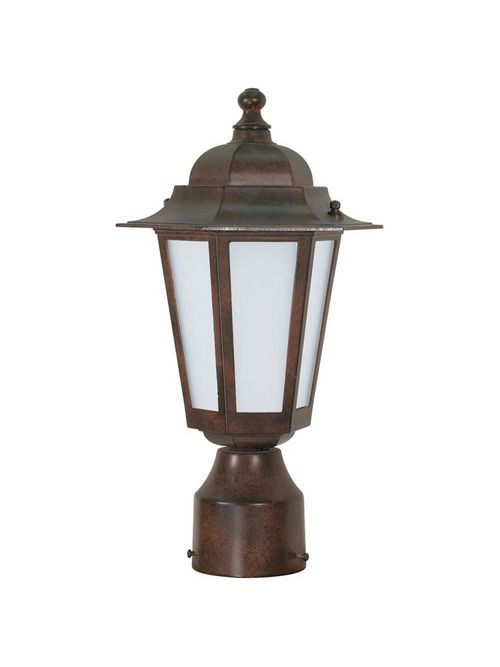 Product image for Satco 60/2212 Cornerstone ES; 1 Light; 14 in.; CFL Post Lantern with Satin White Glass; 13w GU24 Included