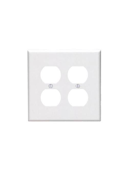 Product image for Leviton 80516-A 2-Gang Duplex Device Midway Size Almond Receptacle Wallplate