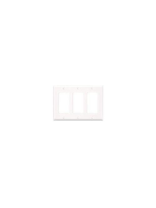 Product image for Leviton Decora 80411-NA 3-Gang Almond Wallplate