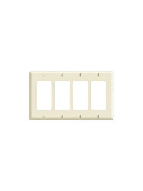 Product image for Leviton Decora 80412-NA 4-Gang Almond Wallplate