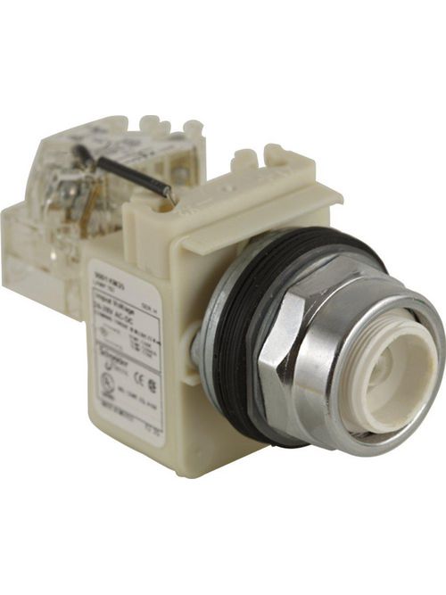 Product image for Square D 9001KT35 30 mm 24/28 VAC/VDC Metal Bezel Push to Test Round Pilot Light