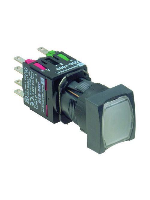 Product image for Square D XB6CW1B5B 16 mm 240 VAC 1.5 Amp 1NO 1NC White Square Flush Return Illuminated Push Button