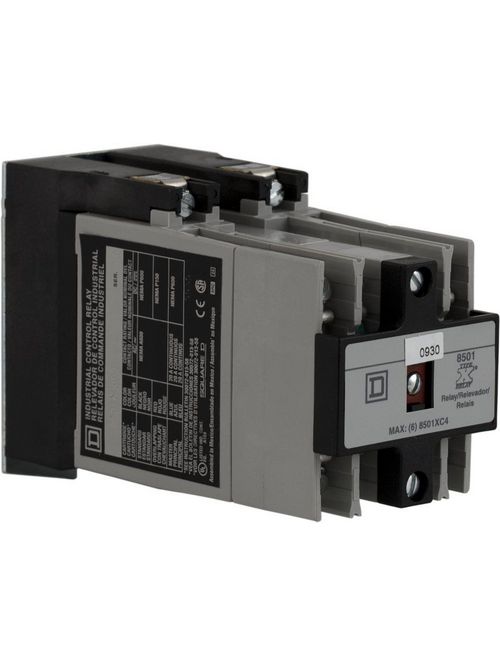 Product image for Square D 8501XMO60V01 24 VAC 20/5 Amp 6-Pole 6NO Panel Mount AC Operated Master Relay