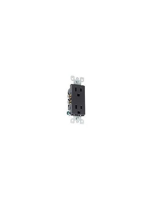 Leviton 5325-E 125 Volt 15 Amp 2-Pole 3-Wire NEMA 5-15R Black Thermoplastic Decorator Straight Blade Duplex Receptacle Leviton 5325-E 125 Volt 15 Amp 2-Pole 3-Wire NEMA 5-15R Black Thermoplastic Decorator Straight Blade Duplex Receptacle