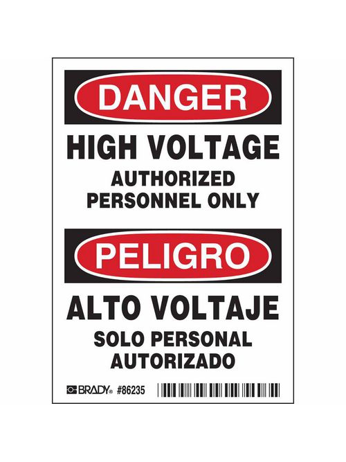 BRADY 86235 EQUIPMENT/OEM LABELS BRADY 86235 EQUIPMENT/OEM LABELS