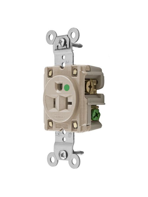 Product image for Hubbell HBL8310AL SGL Receptacle, HG, 20A 125V, 5-20R, AL