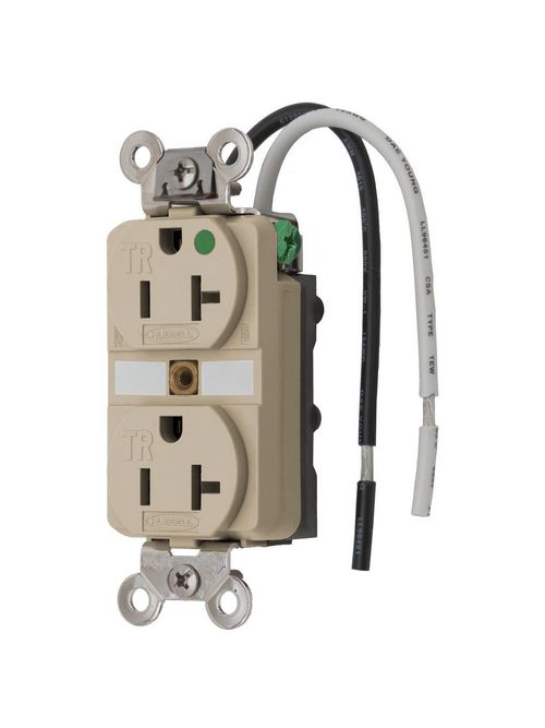 Product image for Hubbell HBL8300SGALADUP Receptacle, TAMP-RES, 20A 125V, 5-20R, AL