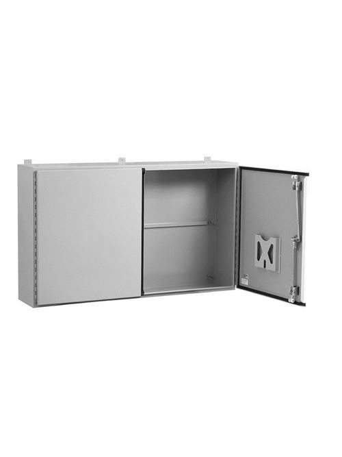 Product image for Milbank M12D366012 36x12x60 Hinge Cover Type 12 Steel No Knockouts ANSI 61 Gray Double Doors Key Locking L Handle