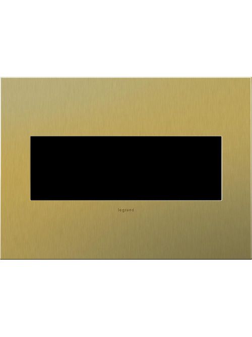 Product image for Pass & Seymour AWC3G-BB4 3-Gang 2-Module Wall Plate - Brushed Brass
