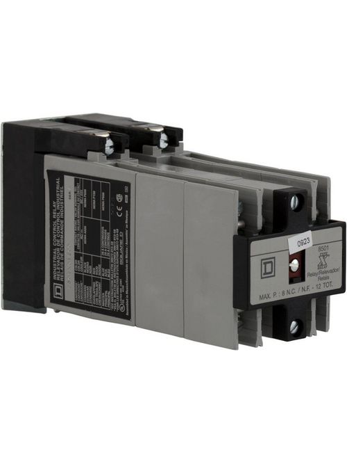 Product image for Square D 8501XO1200V08 208 VAC 10/5 Amp 12-Pole 12NO Panel Mount AC Operated Control Relay
