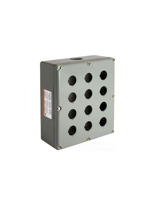 Product image for Square D 9001KYAF12 9.68 x 13.87 x 4.34 Inch NEMA 1/3/13 12-Hole Push Button Control Station Enclosure