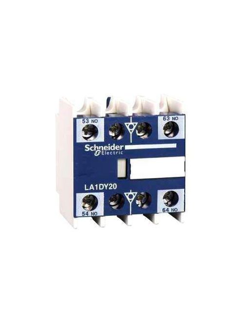 Product image for Square D LA1DY20 600 VAC 10 Amp 2NO Screw Clamp Terminal Auxiliary Contact Block