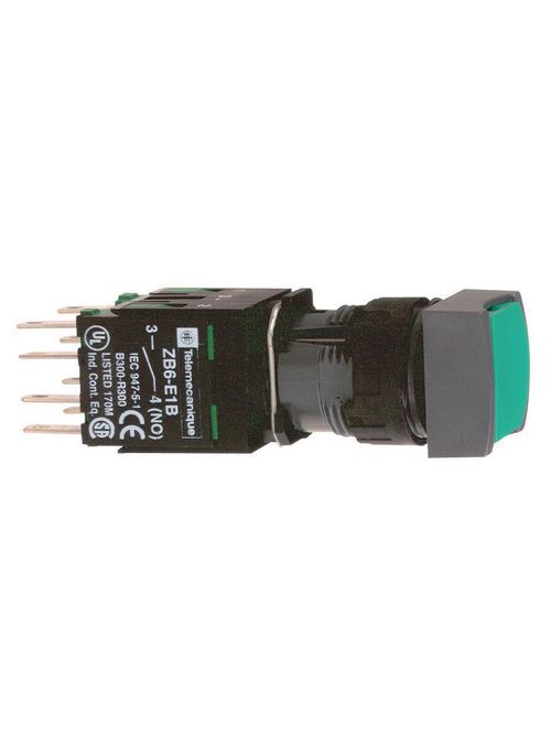 Product image for Square D XB6CA31B 16 mm 240 VAC 1.5 Amp 1NO Green Square Flush/Spring Return Non-Illuminated Push Button