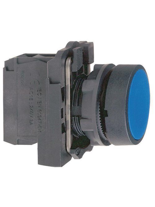 Product image for Square D XB5AA61 22 mm 600 VAC 1.2 Amp 1NO Blue Round Momentary Flush Non-Illuminated Push Button