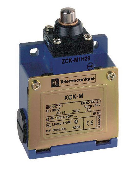 Product image for TES XCKM510 Limit switch, Limit switches XC Standard, XCKM, metal end plunger, 1NC+1 NO, slow break, Pg11
