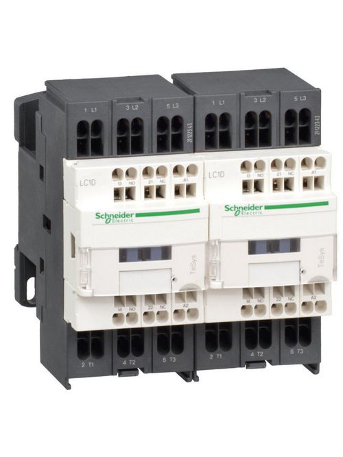 Product image for Square D LC2D123G7 575 VAC 12 Amp 3-Pole 1NO 1NC Spring Terminal Full Voltage Reversing IEC Contactor