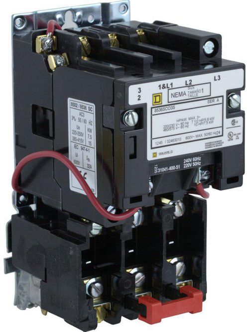 Product image for Square D 8536SDO2V03 220/240 VAC 45 Amp 25 Hp 4-Pole Open Type Full Voltage Non-Reversing Magnetic Starter