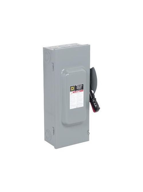 Product image for Square D CH323N 240 VAC 250 VDC 100 Amp 30 Hp 3-Pole NEMA 1 Fusible Heavy Duty Safety Switch