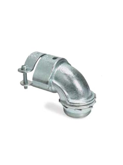 Product image for Thomas & Betts 273-I-TB 1 Inch 90 Degrees Zinc Plated Malleable Iron AC/Flexible Metallic Conduit Squeeze Connector