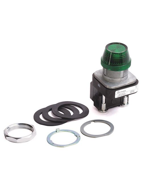 Allen Bradley 800T-PH16H 30.5 mm 120 VAC 50/60 Hz Type 4/13 No Test Option LED Green Glass Transformer Pilot Light Allen Bradley 800T-PH16H 30.5 mm 120 VAC 50/60 Hz Type 4/13 No Test Option LED Green Glass Transformer Pilot Light