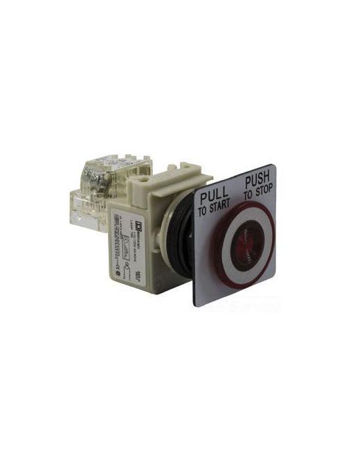Product image for Square D 9001SKR8P1RH3 30 mm 600 VAC 3-Position 3NO 3NC Red Body Plastic Bezel Push-Pull Illuminated Push Button