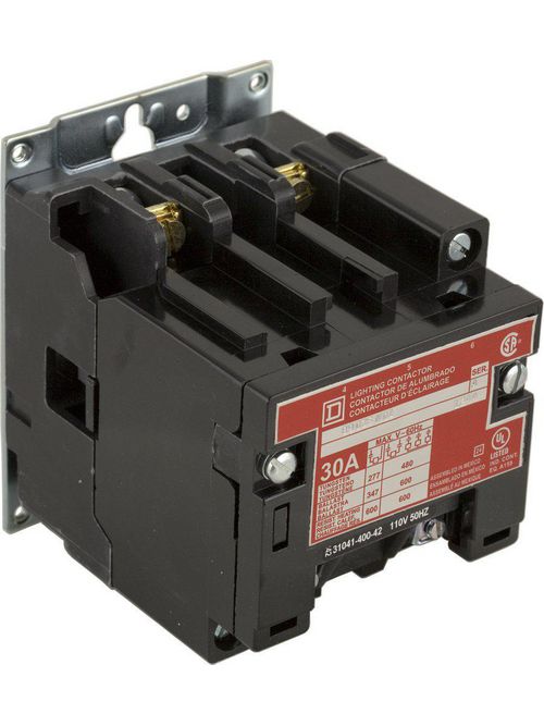 Product image for Square D 8903SMO1V06 440/480 VAC 30 Amp 2-Pole Open Type Electrically Held Lighting Contactor