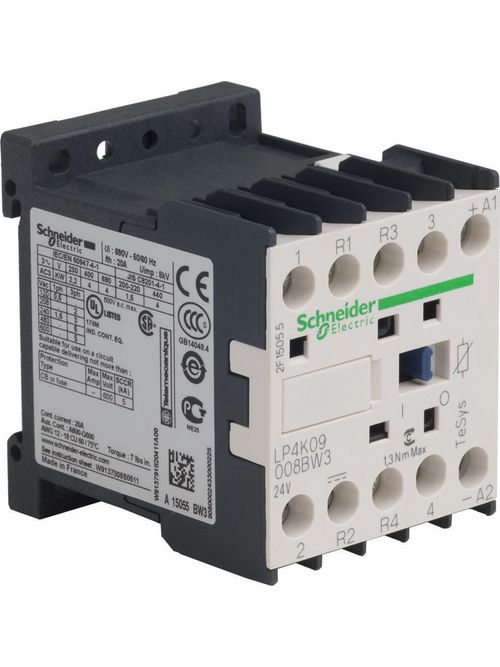 Product image for Square D LP4K09008BW3 575 VAC 9 Amp 4-Pole 2NO 2NC Screw Clamp Terminal Reversing IEC Contactor