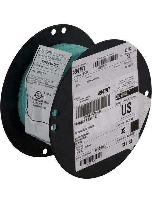 Product image for Square D 490NAA27104 457 m Shielded Twisted Pair Modbus Plus Standard T-Connector Cable