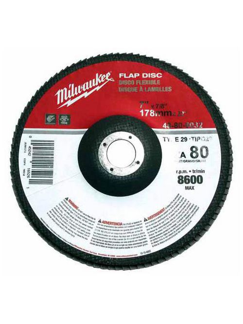 Product image for Milwaukee 48-80-8030 7" x 7/8" Flap Disc 36 Grit (Type 29)