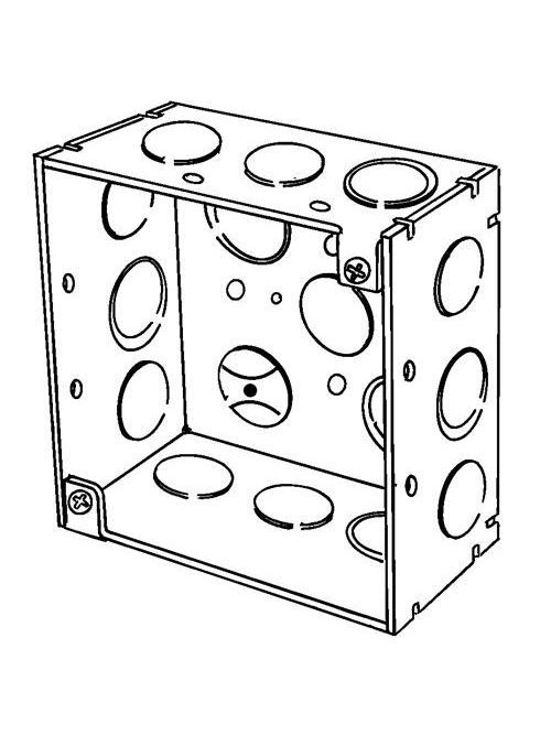Product image for Appleton 4SD-EK 4" Square Outlet/Switch Box, 2-1/8" Deep, 30.3cu.in, 1/2" Eccentric Knockouts, Welded, Steel