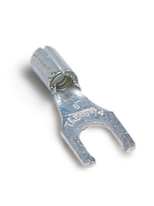 Thomas & Betts A18-8FL #8 Bolt Hole 22-16 AWG Wire Range Metallic Non-Insulated Locking Fork Terminal Thomas & Betts A18-8FL #8 Bolt Hole 22-16 AWG Wire Range Metallic Non-Insulated Locking Fork Terminal