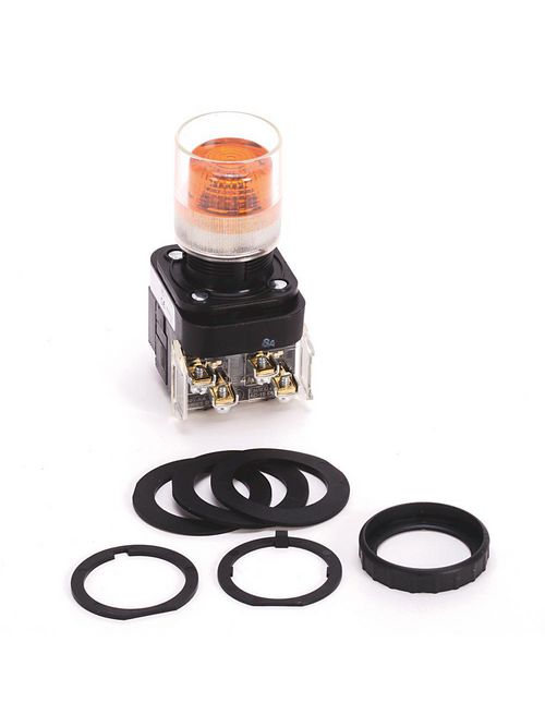 Allen-Bradley 800H-PRA16A Amber Plastic 30.5 mm Momentary Contact Illuminated Push Button Allen-Bradley 800H-PRA16A Amber Plastic 30.5 mm Momentary Contact Illuminated Push Button