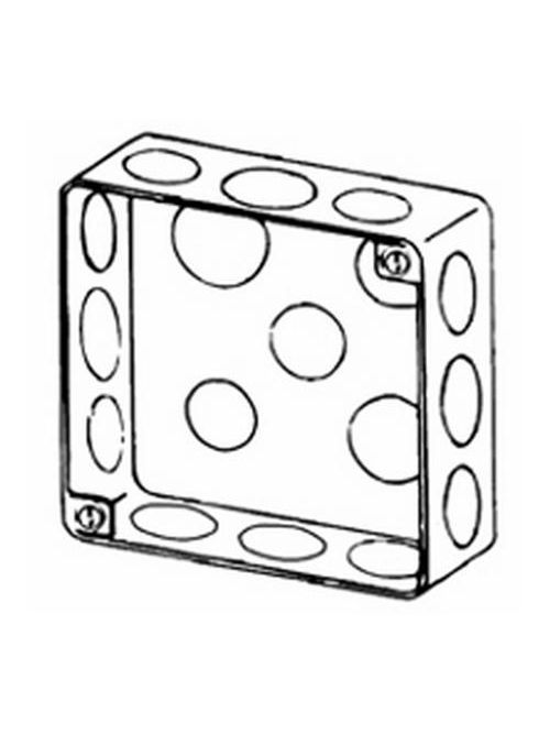 Product image for Appleton 4SP 4" Square Outlet/Switch Plenum Box, 1-1/2" Deep, 21cu.in, 1/2" & 3/4" Knockouts, Drawn, Steel