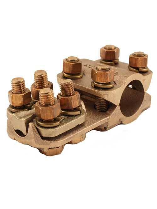 Product image for Burndy NHNT1744 Cast Cu Alloy T Connector, 702" L, 290" W, Bolted, Cu Tube to Cable, 1-1/2" IPS/EHPS (Run), 4/0 AWG-1000 KCMIL (Tap), 1/2 IN-13 Bolt Size Dia, 230 kV