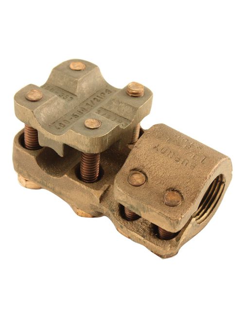 Product image for Burndy NDR6744T12 High Cu Alloy Reversible & Rotatable Cap Stud Connector, Bolted, #2 Sol - 1000 Kcmil Cu Cable, 3/8" - 3/4" Cu IPS, 1-1/2" - 12 Stud