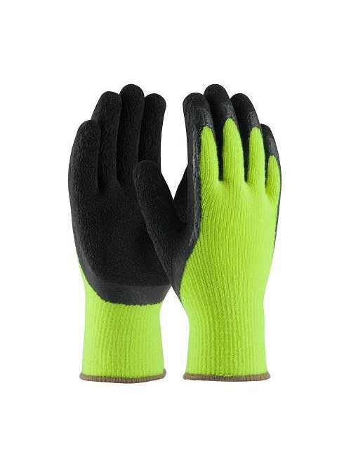 Product image for PIP 41-1420/L Large Black Latex Foam Crinkle Palm and Fingertip Coated Knit Cold Protective Gloves