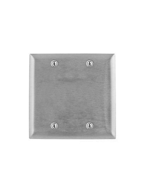 Product image for Hubbell Wiring Devices S23 2-Gang Stainless Steel Box Mounting Blank Plate