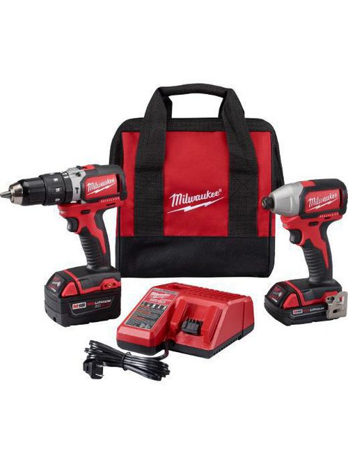 Product image for Milwaukee 2799-22CX M18™ Compact Brushless Hammer Drill/Brushless Impact Combo Kit (2 Tool)
